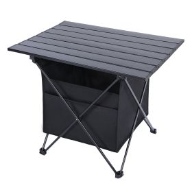 YSSOA Portable Folding Aluminum Alloy Table with High-Capacity Storage and Carry Bag for Camping, Traveling, Hiking, Fishing, Beach, BBQ, Medium, Blac