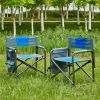 2-piece Padded Folding Outdoor Chair with Storage Pockets,Lightweight Oversized Directors Chair for indoor, Outdoor Camping, Picnics and Fishing,Blue/