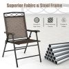 Set of 2 Patio Folding Chairs Sling Portable Dining Chair Set with Armrest