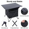 YSSOA Portable Folding Aluminum Alloy Table with High-Capacity Storage and Carry Bag for Camping, Traveling, Hiking, Fishing, Beach, BBQ, Medium, Blac