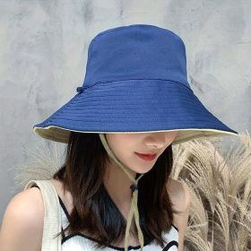 Foldable Wide Brim Sun Visor Hat; UPF 50+ Protection Traveling Hiking Fishing Cap For Women (Color: Blue Beige)