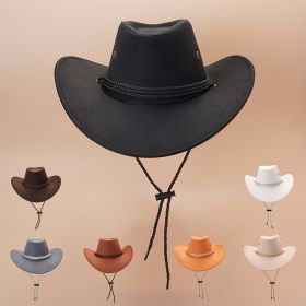 Western Cowboy Hat Vintage Jazz Hat Outdoor Fishing Cowgirl Sun Hat Wide Brim Summer Sunscreen Travel Beach Hat (Color: Orange)