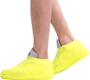 Waterproof Silicone Shoe Cover, Reusable Non Slip Rubber Rain Shoe Cover Unisex (Color: Yellow, size: L)