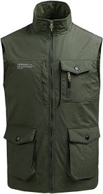 Men's Multi-pocket Casual Quick Dry Vest Photography Fishing Outdoor Vest (size: ARMY GREEN-4XL)