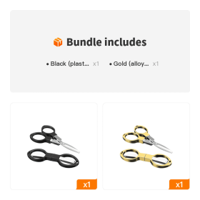 Folding Small Scissors; For Fishing Line; Fishing Figure 8 Shaped Scissors (Color: Black (plastic Handle)+Gold (alloy Handle))