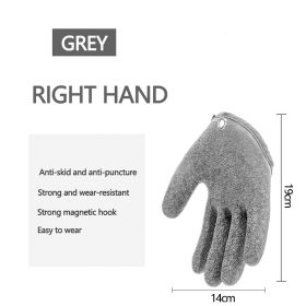 Fishing Gloves Anti-Slip Protect Hand from Puncture Scrapes Fisherman Professional Catch Fish Latex Hunting Gloves Left/Right (Color: Right Grey, Ships From: CN)