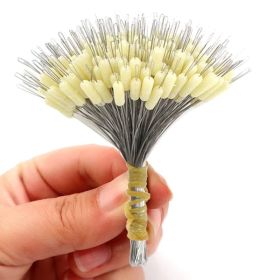 300Pcs/Lot Silicone Float Space Bean Stopper Fishing Bobber Stopper Float Anti-Strand Float Cylindrical Fish Line Accessories (Color: Beige)