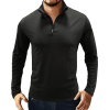 Men's Casual Polo Shirts 1/4 Zip Long Sleeve Shirt Outdoor Stand Up Collar Slim Fit Shirts