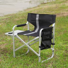 1-piece Padded Folding Outdoor Chair with Side Table and Storage Pockets,Lightweight Oversized Directors Chair for indoor, Outdoor Camping, Picnics an (Color: as Pic)