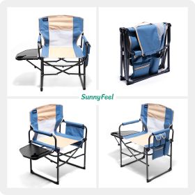 Camping Directors Chair, Heavy Duty,Oversized Portable Folding Chair with Side Table, Pocket for Beach, Fishing,Trip,Picnic,Lawn,Concert Outdoor Folda (Color: Light Blue)