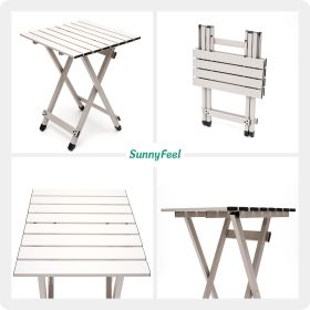 SUNNYFEEL Folding Camping Table - Lightweight Aluminum Portable Picnic Table, 18.5x18.5x24.5 Inch for Cooking, Beach, Hiking, Travel, Fishing, BBQ, In (Color: Silver)