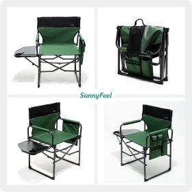 Camping Directors Chair, Heavy Duty,Oversized Portable Folding Chair with Side Table, Pocket for Beach, Fishing,Trip,Picnic,Lawn,Concert Outdoor Folda (Color: Green)