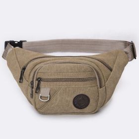 Sling Shoulder Travel Sport Pouch Unisex Fanny Pack Belt Waist Bag (Color: Khaki, Type: Waist Bag)