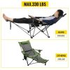 Folding Camp Chair 330 lbs Capacity w/ Footrest Mesh Lounge Chair, Cup Holder and Storage Bag