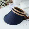 Summer Woman Sun Hats Female Outdoor Visor Caps Hand Made Straw Cap Casual Shade Hat Empty Top Hat Fishing Vacation Beach Caps