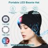 Wireless Beanie Hat with Light Winter Knitted Hat with 3 Lighting Modes Wireless 5.0 Beanie Hat for Music Lovers Men Women USB Rechargeable Machine Wa