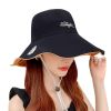 Bucket Hats Women Men Fishing Caps Reversible Double Sided Daisys Embroidery Sun Protection Hat Fisherman Cap