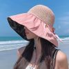 Women's Summer Foldable Weaving Cap; Sun Visor Brim Outdoor Traveling Beach Fishing Cap