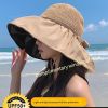 Women's Summer Foldable Weaving Cap; Sun Visor Brim Outdoor Traveling Beach Fishing Cap