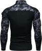 Men's Casual Camouflage T-Shirts Splicing Craft Slim Fit Shirts Zipper Neckline Long Sleeve T-Shirts