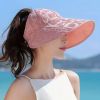 Letter Pattern Sun Hat; Fashion Large Brim Empty Top UV Protection Cycling Fishing Outdoor Casual Ponytail Hat