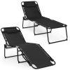 Foldable Recline Lounge Chair with Adjustable Backrest and Footrest